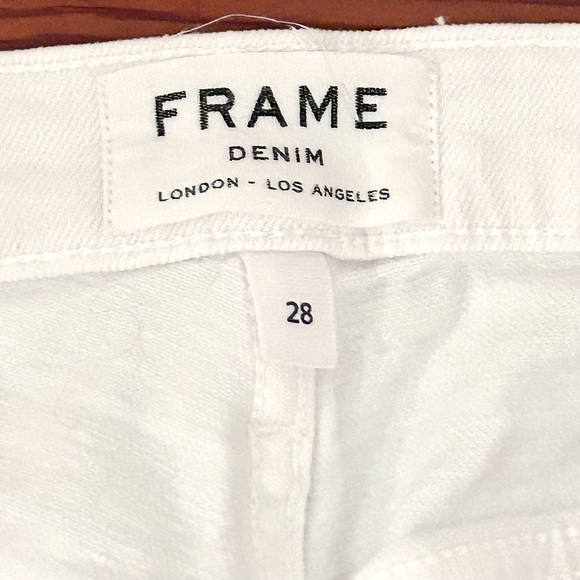 Frame Denim White Distressed Le Boy Straight Leg Jeans Size 28 - Picture 9 of 14